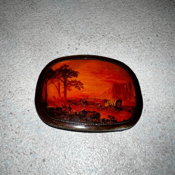 unbranded Other - Vintage 70s The New Land Horse Covered Wagon Buggy Belt Buckle